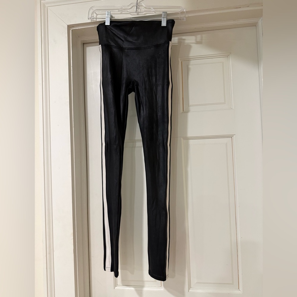 SPANX Black Leggings with White Side Accent